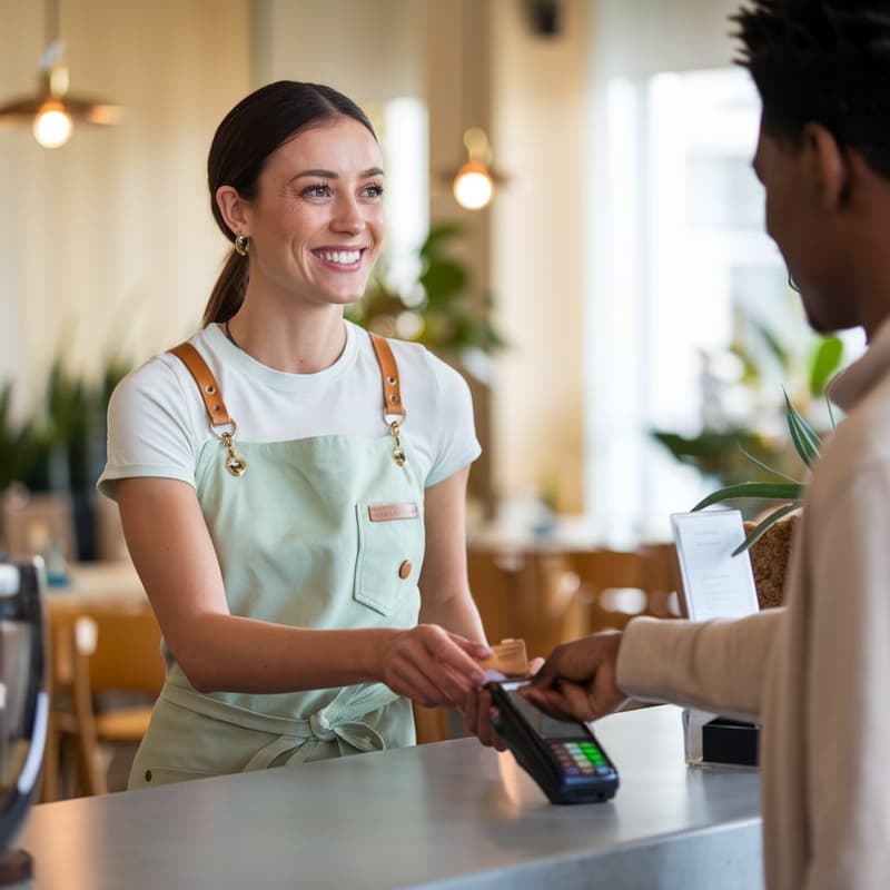 Sunshine Coast hospitality business owner accepting a card payment