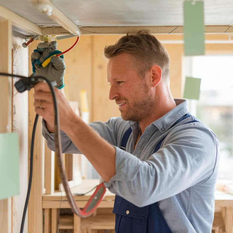 Perth tradesperson working on an electrical installation at a construction site