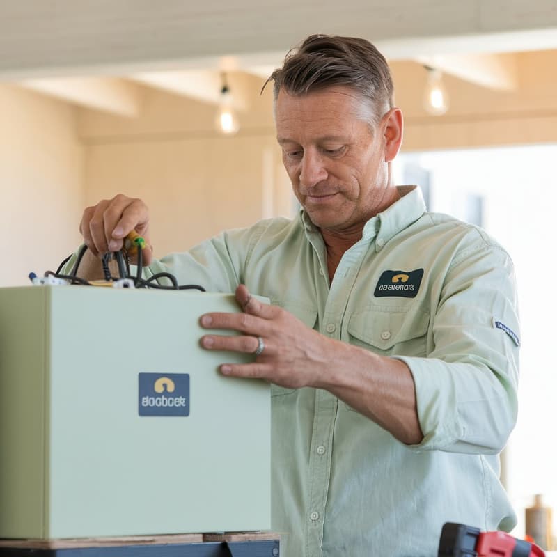 Gold Coast tradesperson handling equipment in a workshop setting
